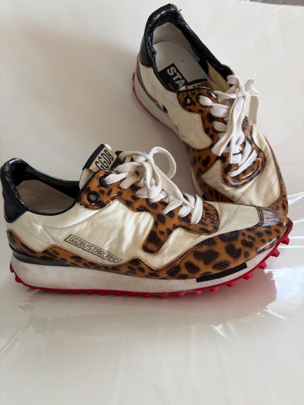 Golden Goose Starland Terrycloth, Nylon & Leather Leopard Print Low-Top Sneakers